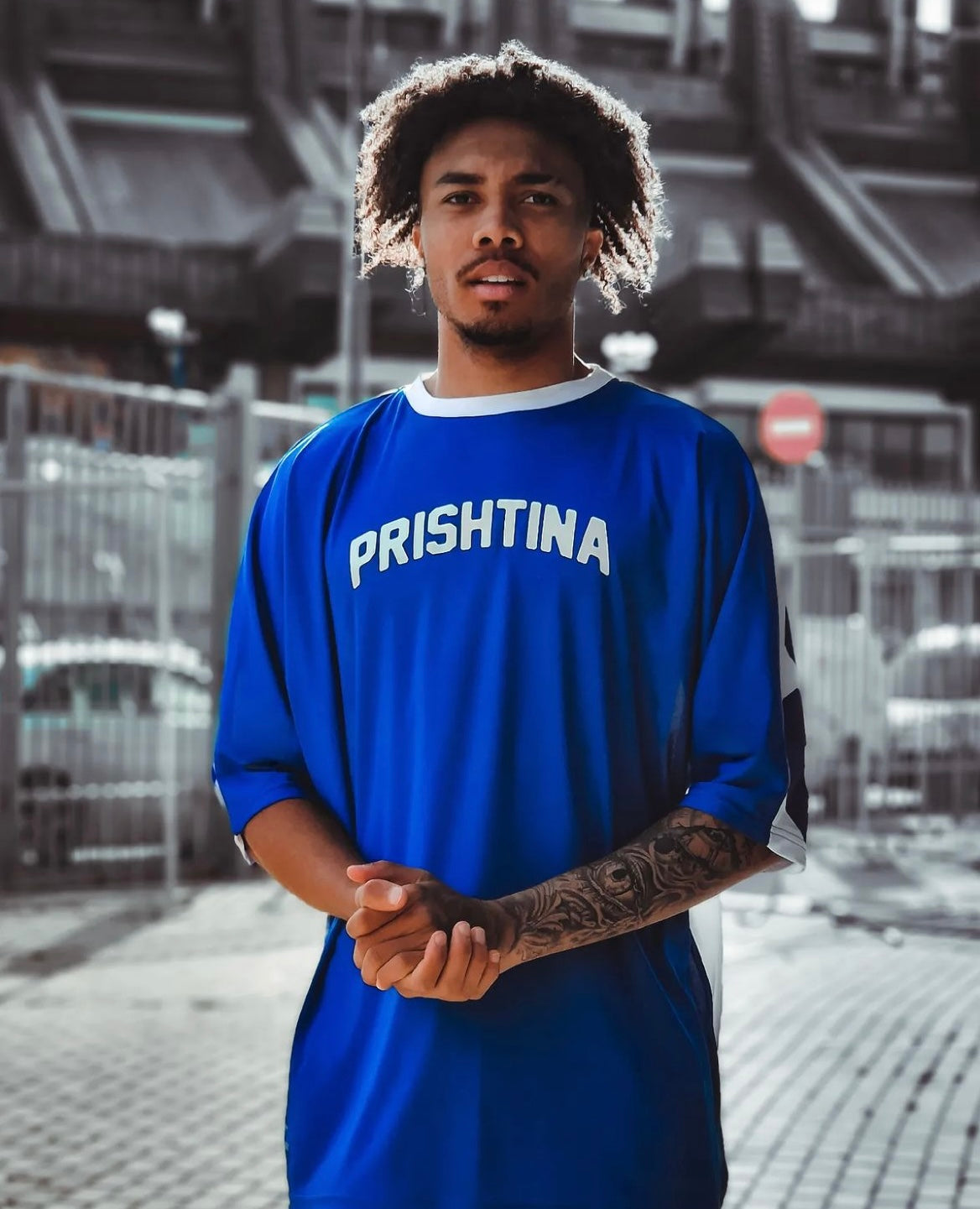 Prishtina - Oversized Shirt - White Blue